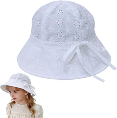 Kinder Zomerhoed - Baby Vissershoed - Bescherming tegen zon - Verstelbaar met klittenband - 48 cm - Zwart en wit