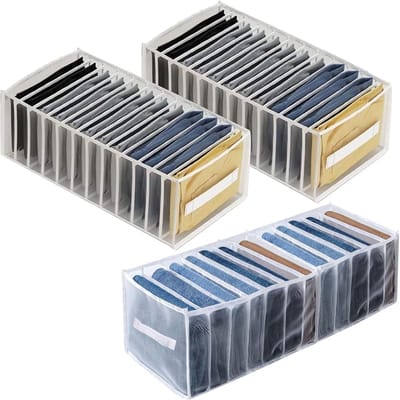 3 Stuks Opbergdozen voor Kleding - Lade-Organizer met 12 Vakken voor Jeans, T-Shirts en Truien