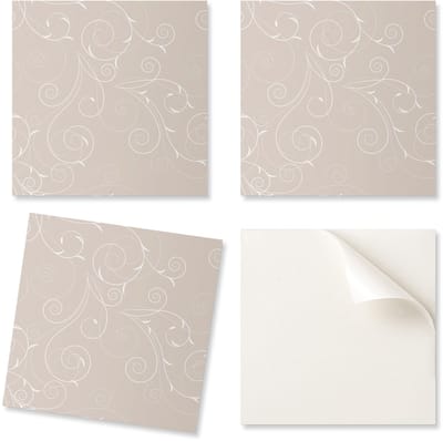Set zelfklevende vinyltegels met print van delicate spiralen en bladeren, 20x20x20 cm