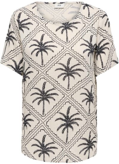 Jacqueline de Yong Jdygaby life ss v-neck top wvn ecru dessin