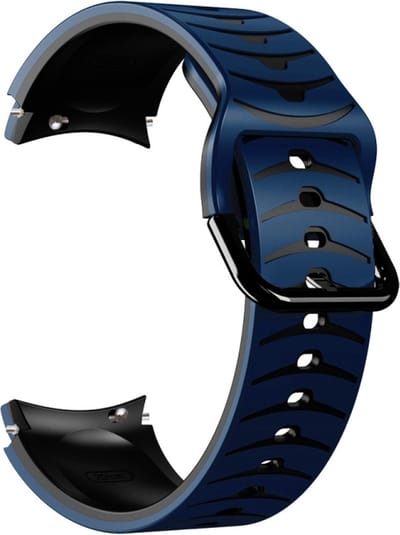 Siliconen bandje - geschikt voor Samsung Galaxy Watch 7 / Watch FE / Watch 6 / Watch 6 Classic / Watch 5 / Watch 5 Pro / Watch 4 / Watch 4 Classic - donkerblauw-zwart