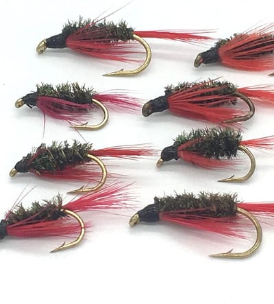 Vliegen Vissen Set - Vliegvis Haken - Forel Vangen - Diawl Bach Rode Staart - 12 stuks - Rood