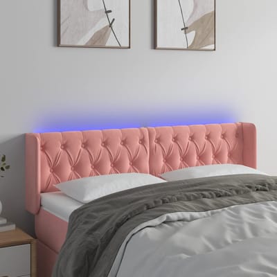 vidaXL - Hoofdbord - LED - 147x16x78/88 - cm - fluweel - roze