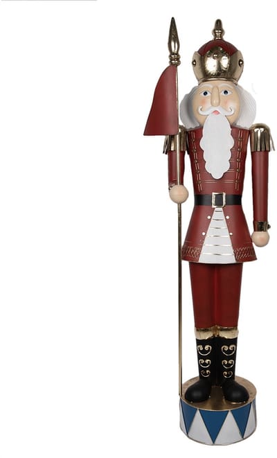 Clayre & Eef Kerstdecoratie Beeld Notenkraker 67x41x203 cm Rood Metaal
