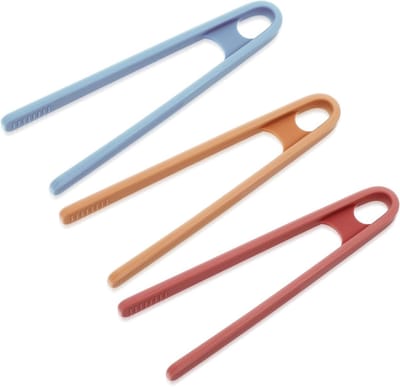 Set van 3 Kleurige Silicone Mini Keukentangen, Handige Antislip Tangen voor Fruit, Snacks en Salades, Ideaal voor Kinderen en Fijne Motoriek