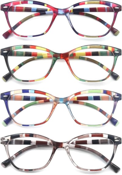 Vrouwen Cateye Leesbril Set van 4 - Lichtgewicht Damesbrillen voor Comfortabel Lezen