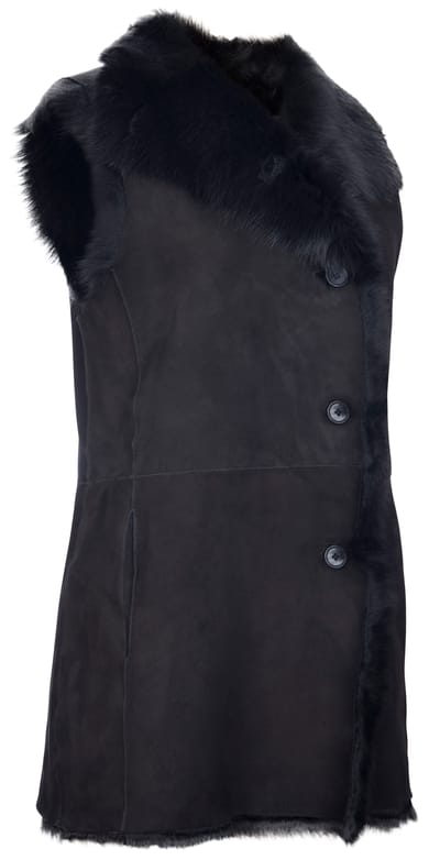 Zwart toscana schapenvacht gilet-manama voor dames