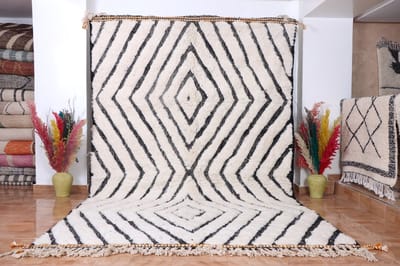 Vloerkleed Wit - Marokkaans Vloerkleed - 3x 1,9 m - Handgemaakt & Uniek - Gemaakt van 100% wol - Hoogpolig Beni Ouarain Vloerkleed - Berber Vloerkleed