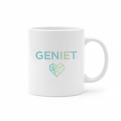 Inspirerende Tekst Mok “Geniet” – Minimalistisch Hart Ontwerp – Positieve Dagelijkse Koffiemok – 330 ml