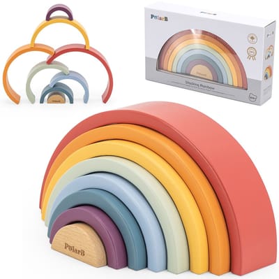 Viga Polarb Houten Regenboogpuzzel Creatieve Montessori-blokken