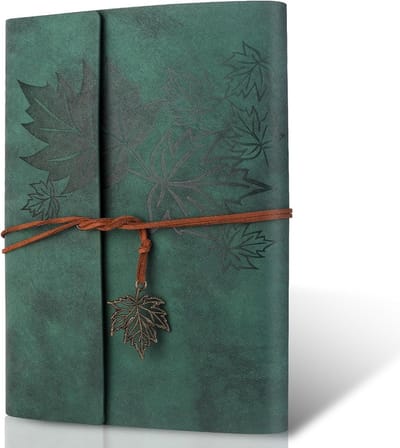 A5 Ringband Notitieboek van PU Leer met Binnenzakken, 160 Pagina's Vintage Herbruikbaar Reistageboek voor Schrijven en Organiseren