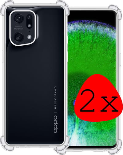Hoesje 2 Stuks - Geschikt voor OPPO Find X5 - Sterk & Shockproof - Siliconen Case - Back Cover - Telefoon Hoes Shock Proof - Transparant