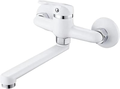 Wandkraan Keuken - Mengkraan Spoelbak - Ruimte Besparen - Draaibare Uitloop - 10x10x10 mm - Wit
