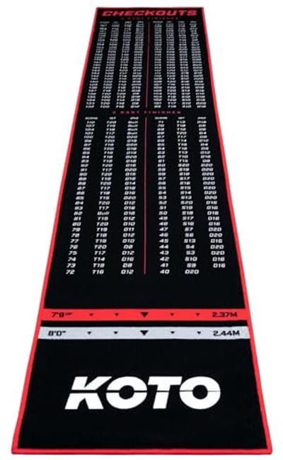 Carpet Checkout Rood 285 x 60 cm - Antislip Dartmat met Score Indicator