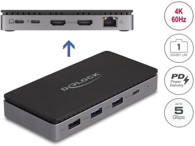 Delock USB Type-C™ Docking Station 4K - Dual HDMI MST / USB / Gibabit LAN / PD 3.0 85 W