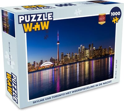 Puzzel Skyline van Toronto met weerspiegeling in de nacht - Legpuzzel - Puzzel 1000 stukjes volwassenen