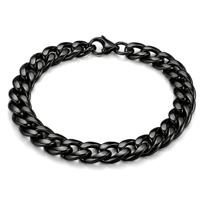 Stalen heren armband LGT JWLS Gourmet schakel Zwart 7mm-23cm