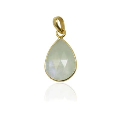 SilverGems Geel goud vergulde zilveren hanger met Regenboog Maansteen edelsteen