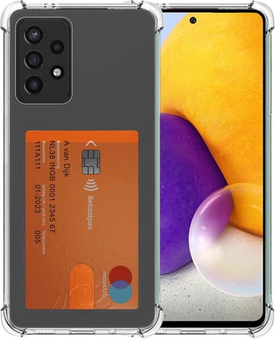Smartphonica Telefoonhoesje Geschikt voor Samsung Galaxy A72 met Pasjeshouder Doorzichtig Siliconen - Transparant TPU Shockproof Backcover Case with Card Slot geschikt voor Samsung Galaxy A72