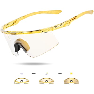 SCVCN Fotochrome Fietsbril Heren UV400 Zonnebril voor MTB Wielrennen Motorfiets Golf Buitensporten No accessories