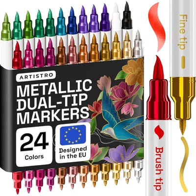 Alcohol Markers - Acrylverf Markers - Metallic Kleuren - Dubbele Penseelpunt - Geschikt voor Diverse Oppervlakken - Voor Creatieve Klussen