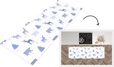 Keukenloper - Loper keuken - Hert - Patroon - Sneeuw - 150x50 cm - Keukenloper vinyl