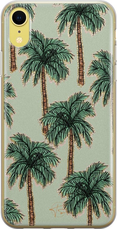 Hoesje geschikt voor iPhone XR - Palmbomen - Soft Case - TPU - Natuur - Groen - Mooie Telefoonhoesjes