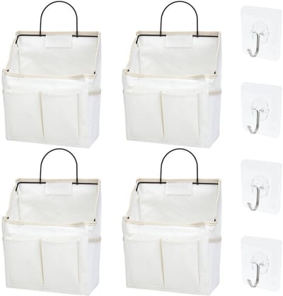 Dailygoods- Opbergtas Meerdelige Set van 4 - Wandorganizer - Katoen/Linnen - Stofdicht - Rechthoekig - Ruime Zakken - Opbergzak