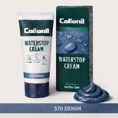 OP=OP: 3x Collonil Waterstop Cream 570 Denim – Blauw Leer Schoencrème – Verzorgt & Waterafstotend – Voordeelset