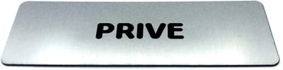 Deurbordje RVS-Look met tekst prive - Ronde letter - Formaat 150 mm x 50 mm x 1,6 mm - Zelfklevend | Geborstelde RVS-look toplaag | Gratis Verzending | Decoporta