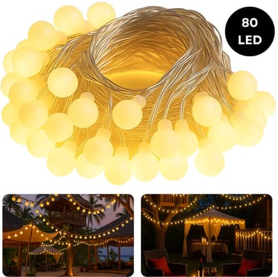 Cheqo® Feestverlichting - Warm Wit LED - 80 LED Lampjes - 16 Meter Lichtsnoer - Transparant Snoer - IP44 Waterdicht - Binnen En Buiten - Partytent Verlichting - Fairy Lights - LED Bolletjes - Lichtslinger - Feest Verlichting