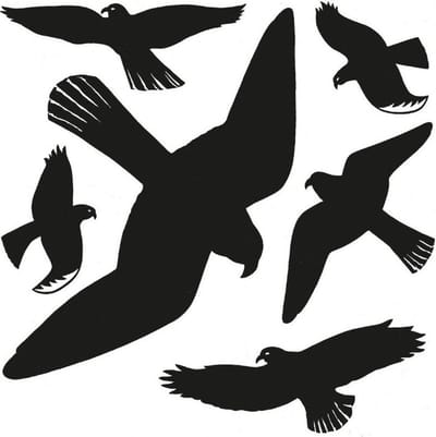 Vogel afweer raamstickers - 6x - zwart - op een vel van 30 x 30 cm - Vogelwering stickers - Vogel Afweer Raamstickers