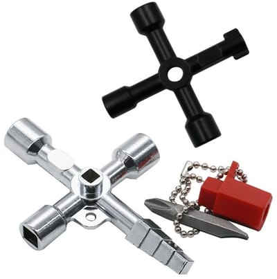 Dailygoods- Sleutel Universeel 2-delig - Driehoekige Sleutel - Geschikt voor Watermeter - Radiator - Gasmeter - Liften - Driehoek Sleutel