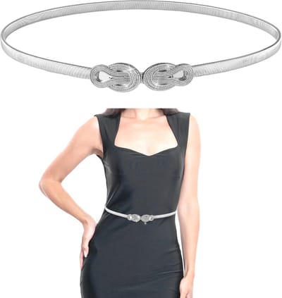 Dailygoods- Tailleriem Elastisch - Damesriem Goud/Zilver - Dunne Riem - Metalen Gesp - Taillemaat 72-110cm - Comfortabel en Verstelbaar
