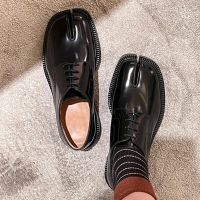 Nieuwe Casual dames heren Casual Split Toe Platte Schoenen Microvezel Designer Heren Casual Schoenen Veterschoenen Herenschoenen Heren Kledingschoenen 45 43 gray