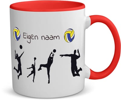 Akyol - voetbal met naam - koffiemok - theemok - rood - Voetbal - voetbal fans - cadeau - verjaardag - geschenk - gepersonaliseerd - 350 ML inhoud
