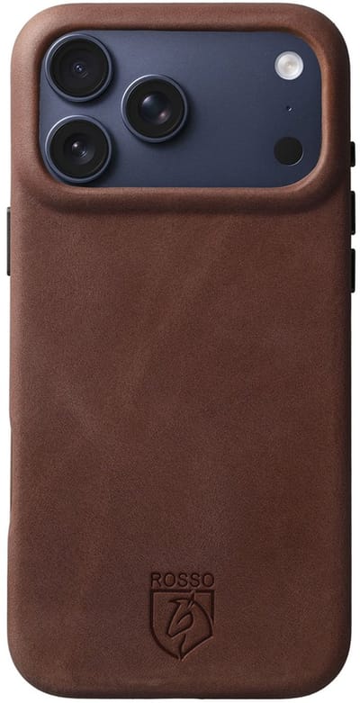 Rosso Elite Hoesje Geschikt voor iPhone 17 Pro | Compatibel met MagSafe / Qi2 | Echt Leer Back Cover | Beschermhoes | Bruin