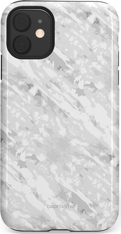Casetastic hoesje geschikt voor Apple iPhone 11 - Dubbellaagse bescherming - Winterse Camouflage - Fashion Case - Lichtgrijs Wit