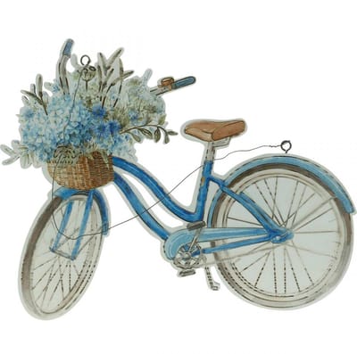 Deco bord hout fiets zomer deco bord blauw, wit 31 × 25cm