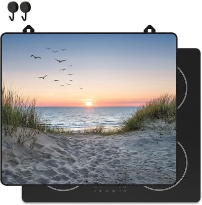 Thijox - Inductie Beschermer Strand en Duinen - 60x52 cm - Afdekplaat Kookplaat - Inductie Mat Keuken Spatscherm - Verbeter Werkruimte en Uitstraling