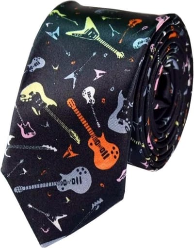 Fako Fashion - Skinny Stropdas - Smal - 5cm - Print - 145cm - Gitaren Multicolor