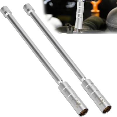Set van 2 Bougies Sleutels 16 mm en 14 mm met Lange Handgreep en 3/8 Inch Aandrijving voor Universele Bougie Verwijdering en Flexibiliteit