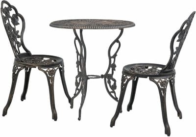 Bistroset 3-delig - Tuinset Gegoten Aluminium - Buiten Zitten - Duurzaam Materiaal - Niet Gespecificeerd - Zwart
