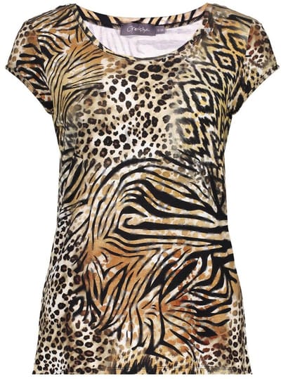 Geisha T-shirt Kate T Shirt Met Ronde Hals En Print 52446 60 000775 Brown/black Dames Maat - S