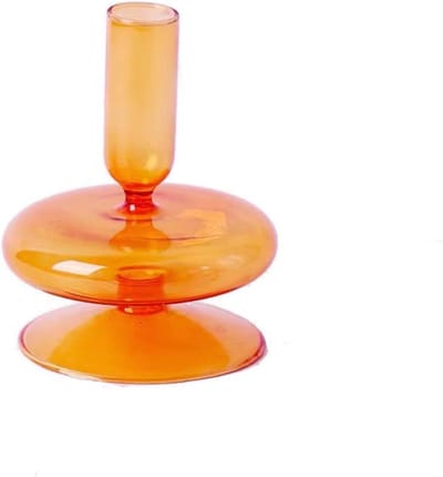 Glazen Kandelaar - Kaarsstandaard Vaas - Sfeervol Dineren - Moderne Elegante Vorm - 11 tot 28 cm - Geel