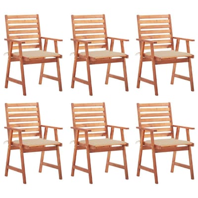 vidaXL - Tuinstoelen - 6 - st - met - kussens - massief - acaciahout