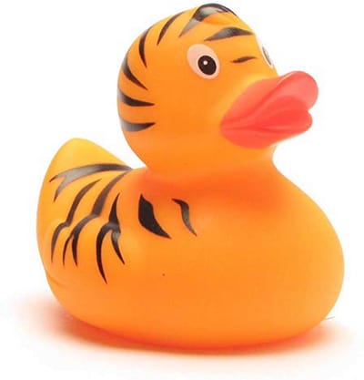 Badeend Tijger met Sleutelhanger - 7,5 cm
