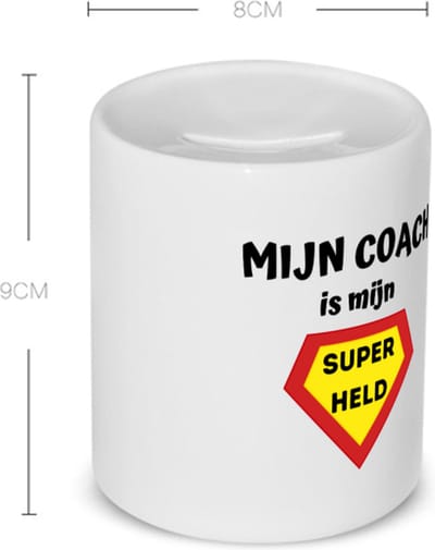 Akyol - mijn coach is mijn superheld Spaarpot - Coach - super coach - sport - verjaardag - cadeautje voor coach - coach artikelen - kado - geschenk - 350 ML inhoud