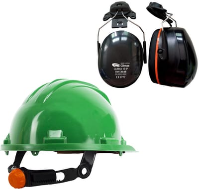 Veiligheidshelm RG5 met Oorkappen - Groen - Verstelbaar met Draaiknop - Oorkappen helm – Gehoorbescherming