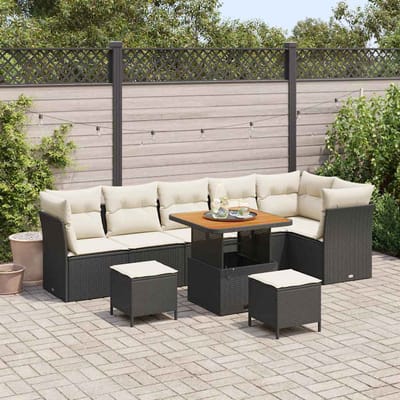 vidaXL - Tuinbank - Set - 9 - st - 6-Aantal - zitplaatsen - Zwart - en - crème